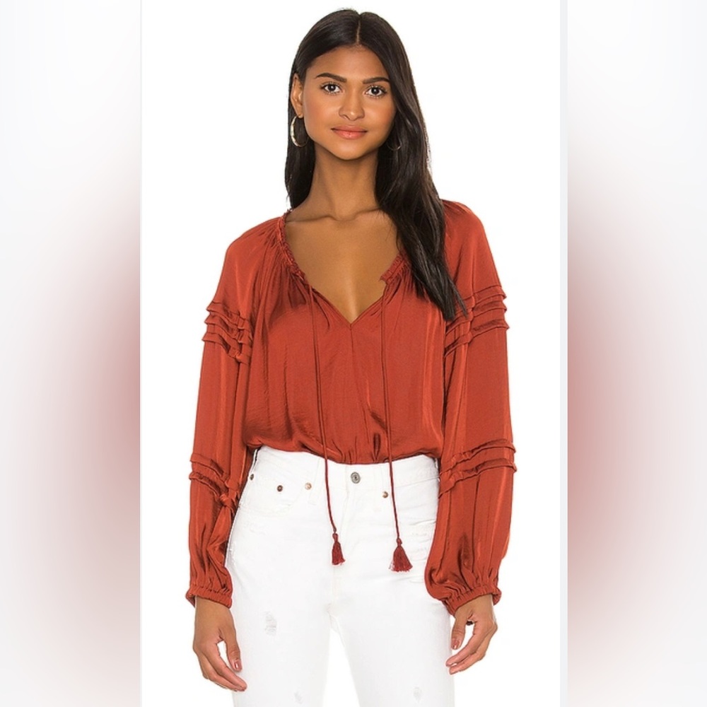 Free People All Tucks Bodysuit in Terracotta